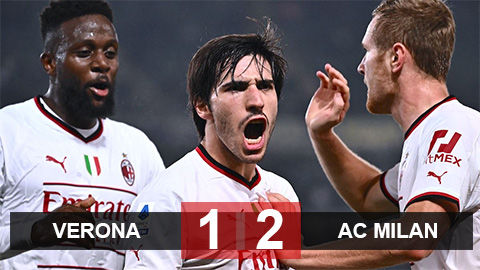Kết quả Verona vs Milan: Rossoneri vào Top 3