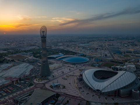 SVĐ Khalifa ở Doha, nơi sẽ diễn ra 8 trận đấu tại  World Cup 2022, nhìn từ trực thăng