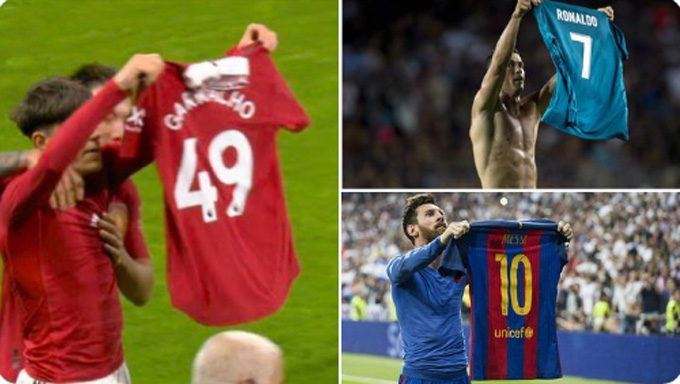 Garnacho tái hiện màn ăn mừng mang tính biểu tượng của Messi và Ronaldo