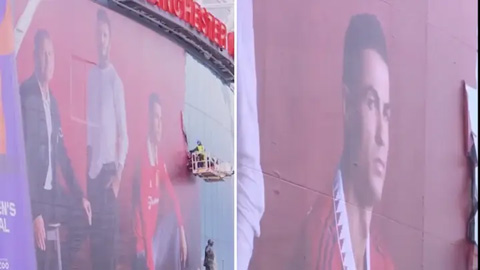 MU xóa bỏ hình ảnh của Ronaldo bên ngoài sân Old Trafford