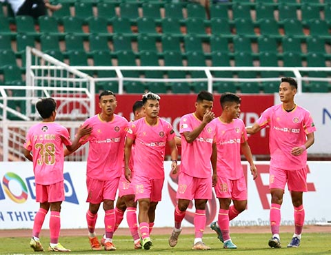 Đồng lòng thi đấu hết mình, Sài Gòn FC đã để lại hình ảnh đẹp ở mùa giải 2022. Ảnh: Quốc An