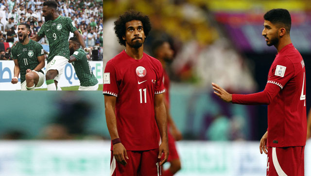 Trong khi Saudi Arabia (ảnh nhỏ gây ấn tượng thì Qatar thua thảm ở lượt đấu đầu tiên