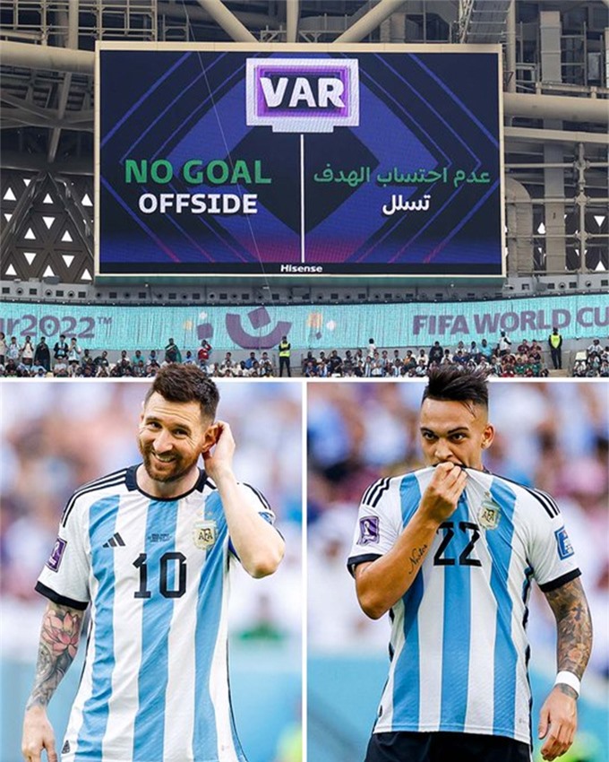 Messi và Lautaro có 3 lần đưa được bóng vào lưới của Saudi Arabia nhưng bị VAR từ chối