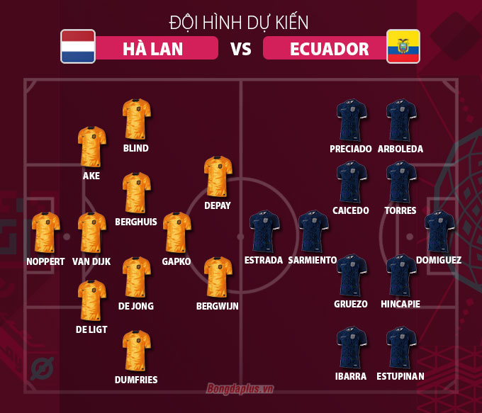 Đội hình dự kiến Hà Lan vs Ecuador