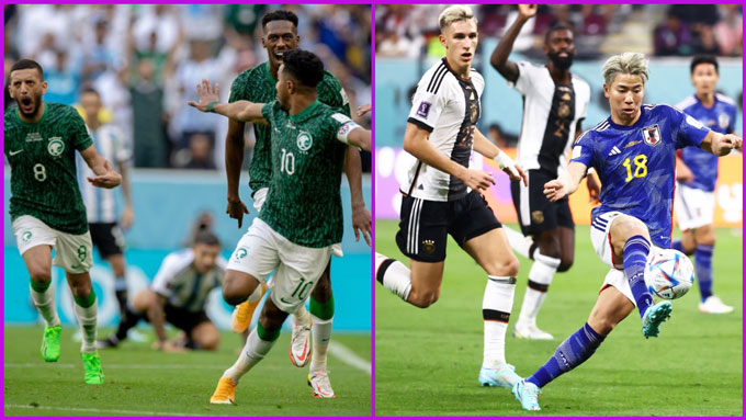 Argentina thua sốc Saudi Arabia và chỉ vài giờ sau đến lượt Đức thua ngược Nhật Bản