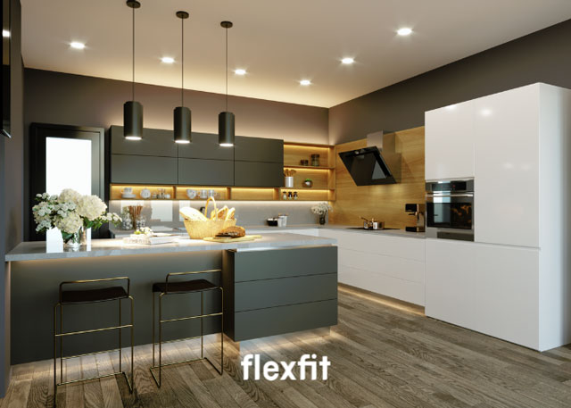 Sản phẩm tủ bếp do Flexfit được khách hàng đánh giá cao vì thiết kế thông minh và bền vững