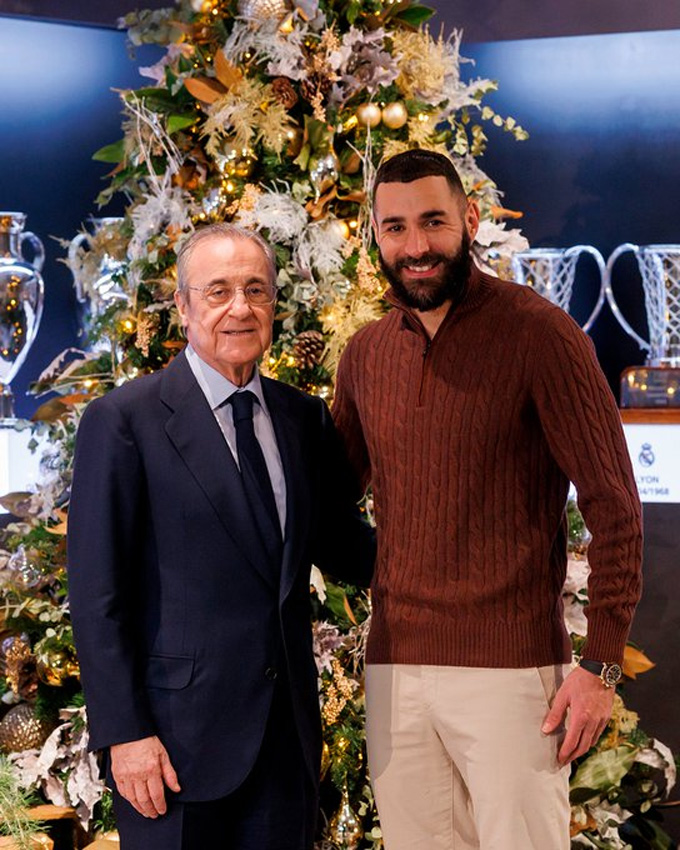 Benzema và chủ tịch Perez của Real Madrid