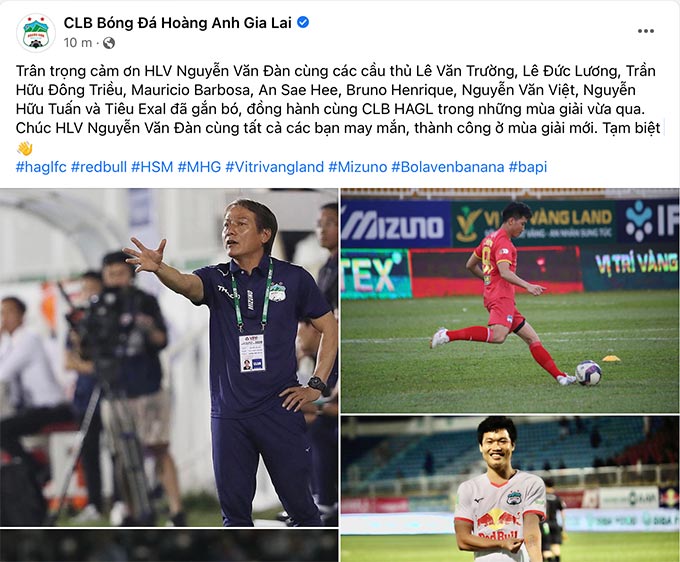 HAGL chia tay HLV Nguyễn Văn Đàn cùng 9 cầu thủ khác 