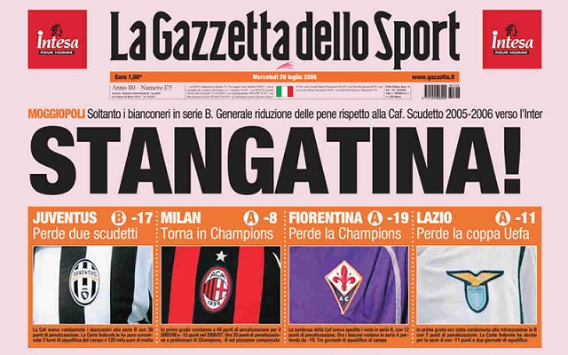 Serie A từng rúng động với scandal Calciopoli liên quan đến dàn xếp tỷ số