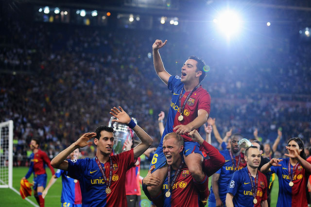 Thời còn là cầu thủ, Xavi và đồng đội từng đánh bại M.U trong 2 trận chung kết Champions League vào các mùa 2008/09 và 2010/11