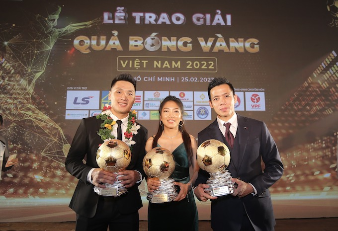 Như Ý, Huỳnh Như, Văn Quyết - 3 cầu thủ giành Quả bóng vàng 2022 - Ảnh: Quốc An