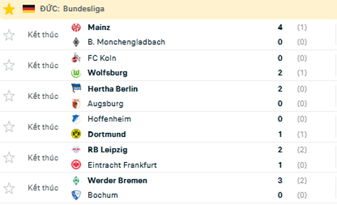 Kết quả vòng 22 Bundesliga 2022/23