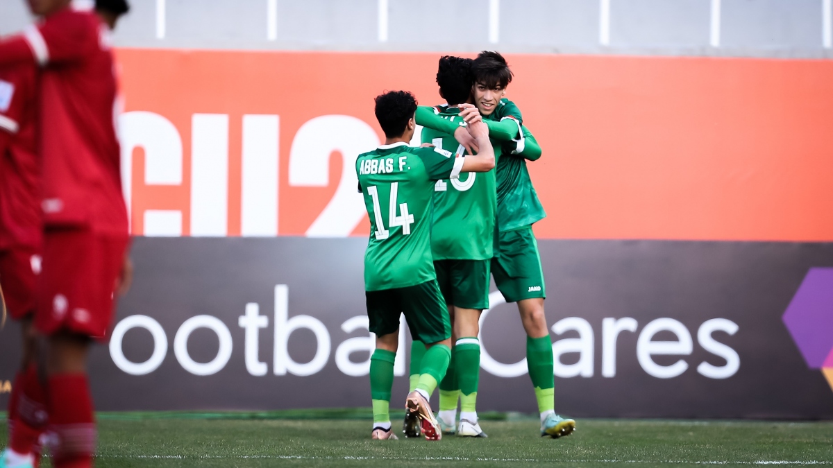 Niềm vui của U20 Iraq khi đánh bại U20 Indonesia ở trận khai màn VCK U20 châu Á 2023 