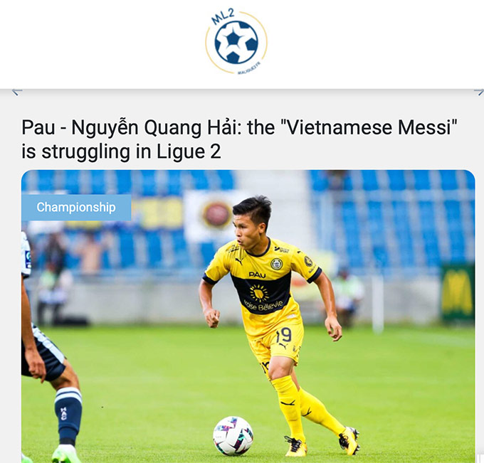 Tờ báo Pháp có bài viết dài về tình hình bấp bênh của Quang Hải tại Pau FC 