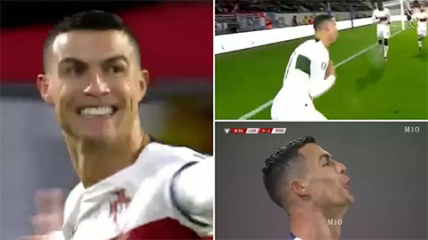 Ronaldo ăn mừng kiểu mới sau khi ghi bàn cho Bồ Đào Nha