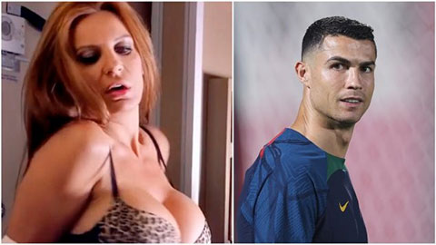 Ronaldo đá cặp với nữ MC lộ ngực trần trên sóng truyền hình