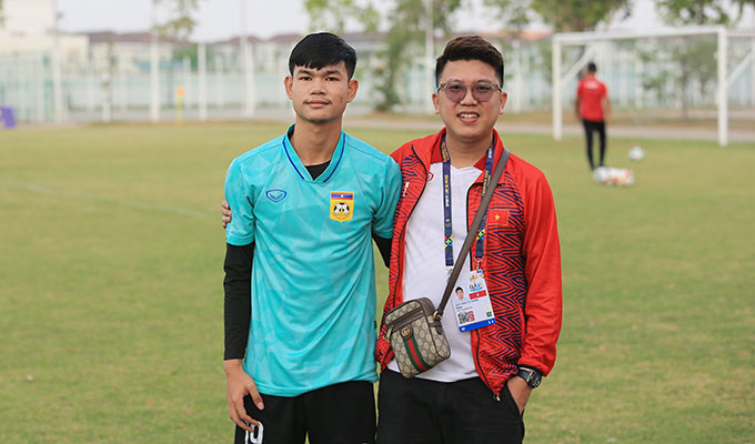 Hậu vệ Nalongsit Chanthalangsy là một trong 2 cầu thủ gốc Việt trong đội hình của U22 Lào ở SEA Games 2023 - Ảnh: Đức Cường 
