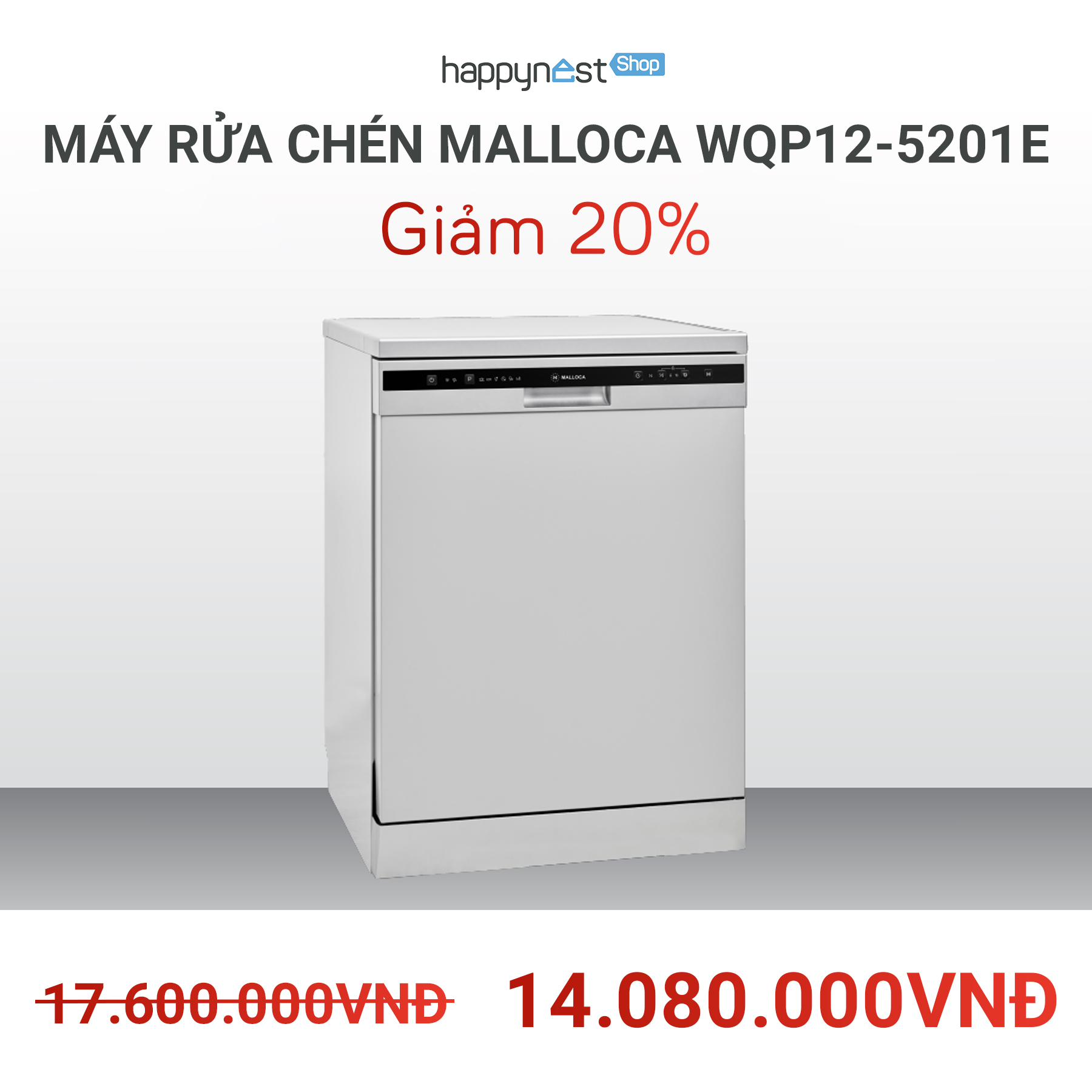 Máy rửa bát Malloca WQP12-5201E sở hữu 6 chương trình rửa, đáp ứng mọi nhu cầu của người dùng