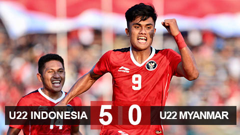 Kết quả U22 Indonesia 5-0 U22 Myanmar: Chiến thắng 5 sao