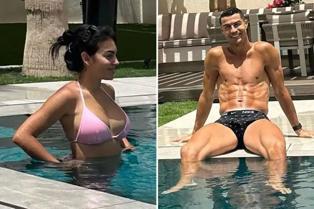 Ronaldo và bạn gái thư giãn bên bể bơi