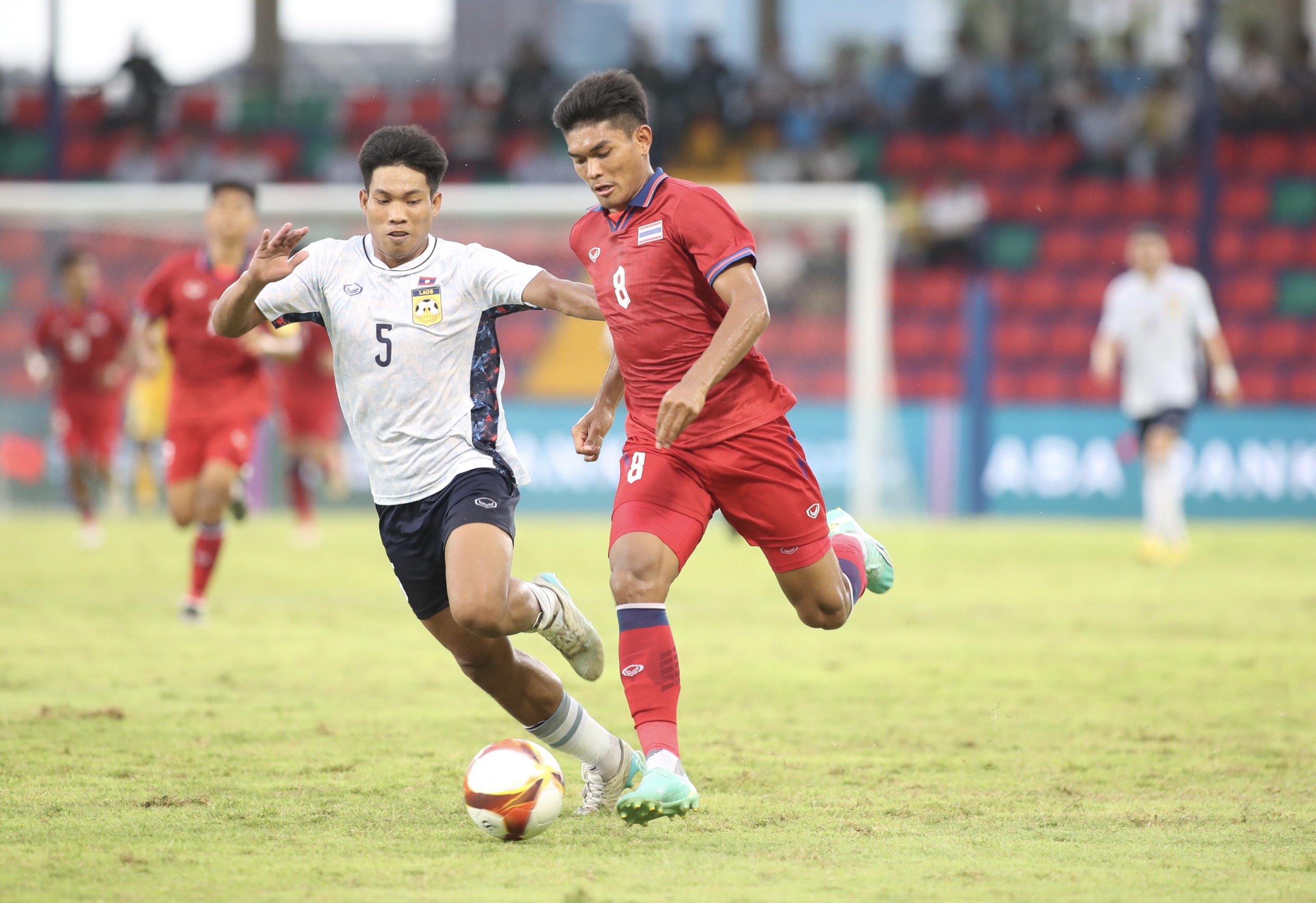 U22 Lào không thể cản nổi Thái Lan ở trận đấu cuối cùng tại SEA Games 32 - Ảnh: Đức Cường 