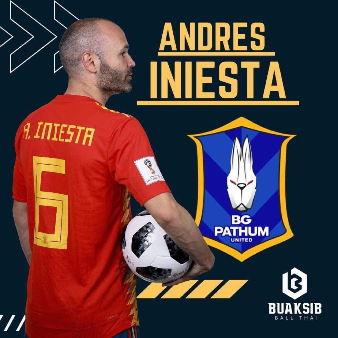 Xuất hiện tin đồn Iniesta sắp gia nhập Pathum United của Thái Lan 