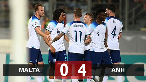 Kết quả Malta vs Anh: Tam sư nối dài mạch thắng