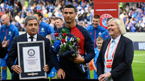 Ronaldo nhận kỷ lục thế giới Guinness 