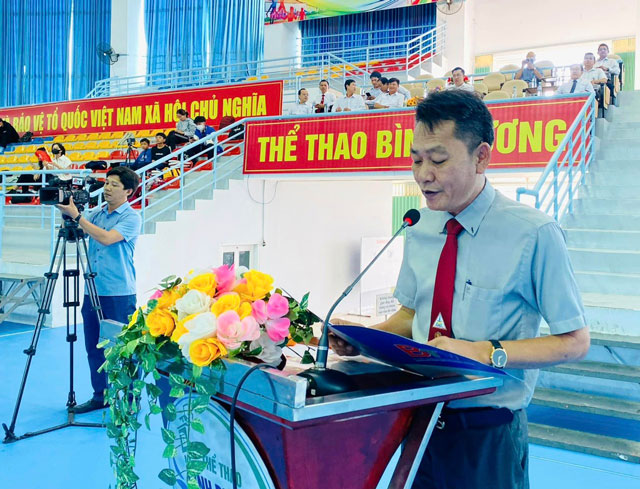 Ông Nguyễn Văn Quỳnh – Chủ tịch Liên đoàn Taekwondo tỉnh Bình Dương, Phó Trưởng BTC giải phát biểu khai mạc