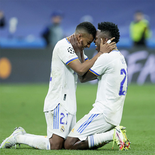 Khi “chị” Benzema ra đi, các “dì” Vinicius (phải) và Rodrygo đã đủ lớn để gánh vác hàng công của Real