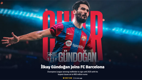 Chính thức! Gundogan gia nhập Barcelona