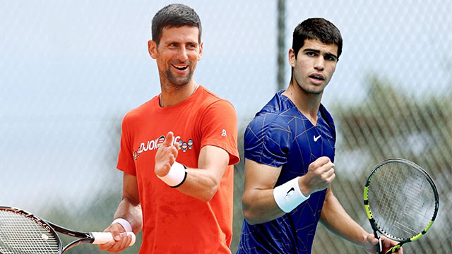 Tay vợt số 1 thế giới Carlos Alcaraz (phải)  hy vọng có thể cản bước Novak Djokovic  lần thứ 8 vô địch Wimbledon 