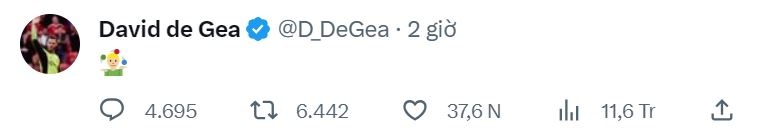 De Gea vừa đăng biểu tượng một chú hề đang làm xiếc tung hứng trên mạng xã hội