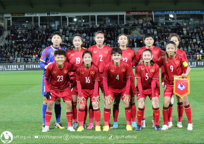 Đội hình ra sân của ĐT nữ Việt Nam ở trận giao hữu với New Zealand (Ảnh: VFF)