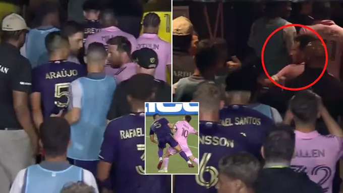 Messi va chạm với Araujo cả trên sân lẫn trong đường hầm