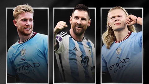 Messi, Haaland và De Bruyne vào top 3 đề cử cầu thủ hay nhất mùa tại châu Âu