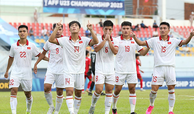 U23 Việt Nam có chiến thắng thuyết phục trước U23 Lào - Ảnh: Nam Anh 