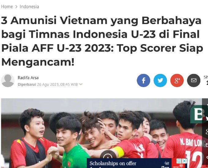 Tờ Bola cho rằng Xuân Tiến, Minh Quang và Quốc Việt sẽ là mối đe doạ rất lớn đến khung thành của U23 Indonesia.