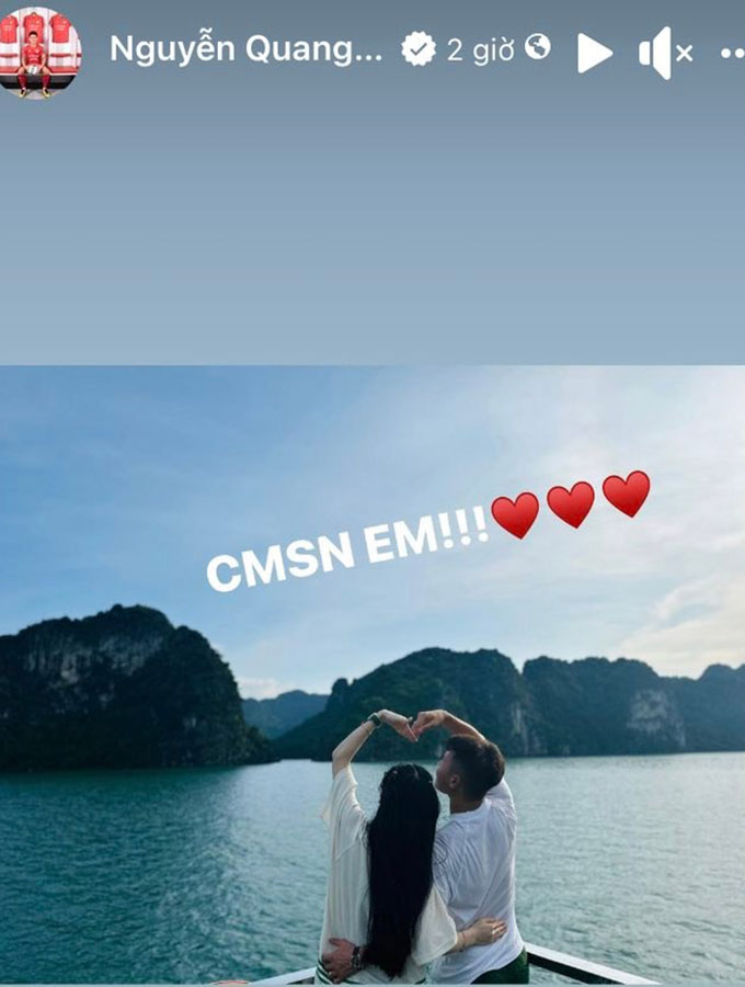 Quang Hải lần đầu post ảnh cùng bạn gái lên trang cá nhân 