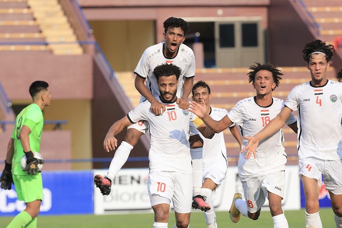 Niềm vui của U23 Yemen khi có chiến thắng 3-0 trước Singapore. Ảnh: Đức Cường