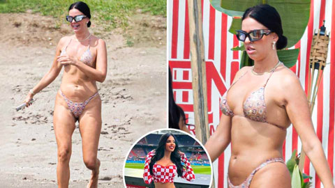 Fan nữ nóng bỏng nhất World Cup Ivana Knoll tắm nắng trong bộ bikini có cũng như không