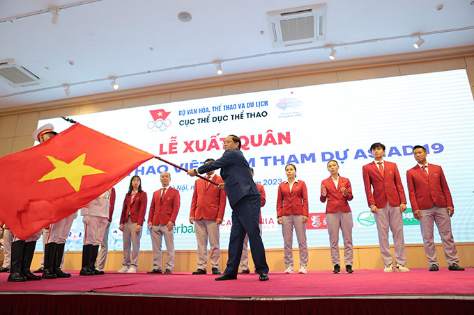 Lễ xuất quân của Đoàn thể thao Việt Nam dự ASIAD 2023 - Ảnh: Quang Tùng