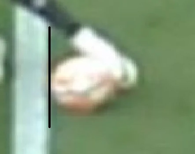 Hình ảnh mà Goldbridge đưa ra để chứng minh bóng vẫn chạm vào vạch vôi