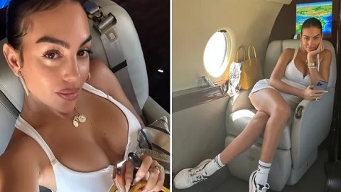 Georgina Rodriguez shows off her oversized bust in a 1,400 billion private jet