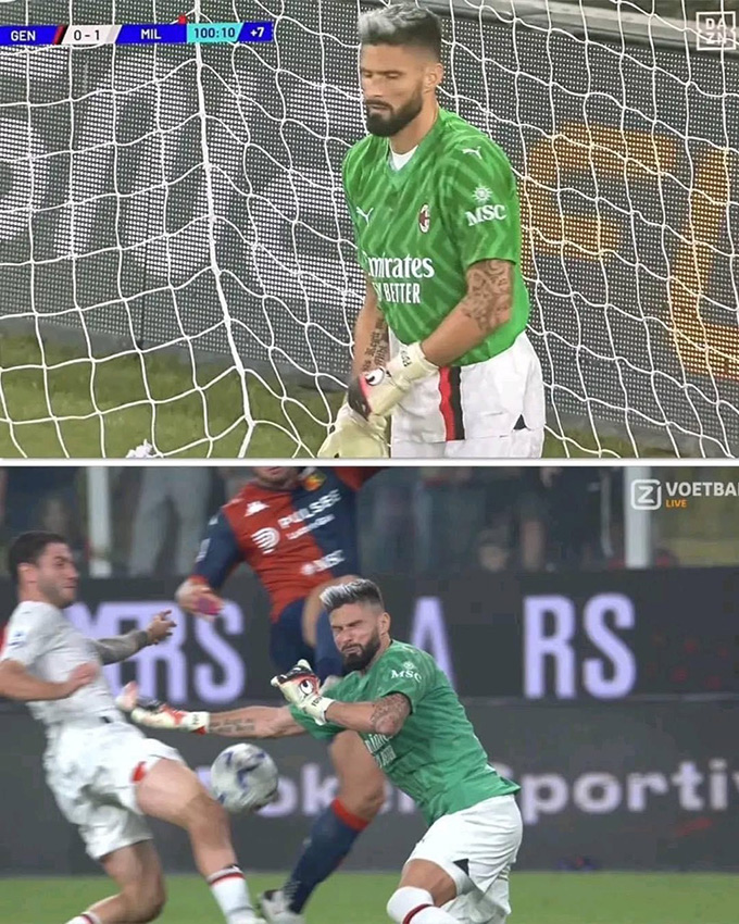 Giroud trở thành người hùng của Milan ở chiến thắng 1-0 trước Genoa