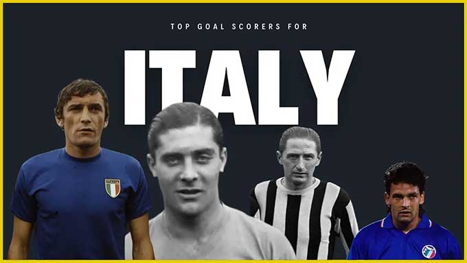 Top 4 ghi bàn ở ĐT Italia: Riva (35 bàn), Giuseppe Meazza (33), Piola (30) và Baggio (27) 