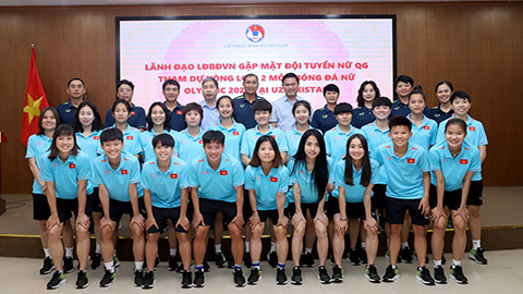 Lãnh đạo VFF động viên ĐT nữ Việt Nam trước vòng loại thứ 2 Olympic Paris 2024