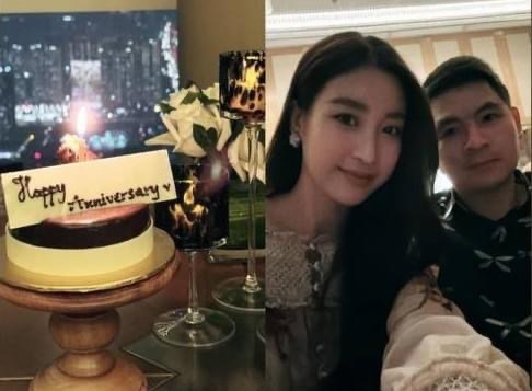 Hoa hậu Đỗ Mỹ Linh cùng chồng Đỗ Vinh Quang trong bữa ăn tối kỷ niệm 1 năm ngày cưới
