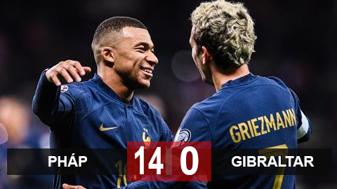 Kết quả Pháp vs Gibraltar: Les Bleus lập kỷ lục thắng