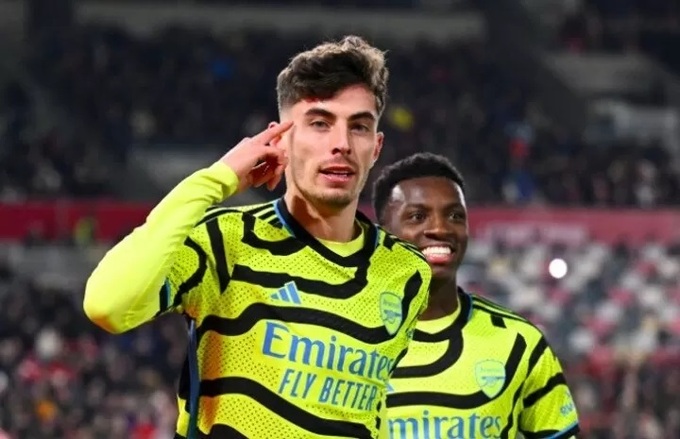 Arsenal vươn lên vị trí số 1 tại Premier League nhờ pha lập công của tiền đạo Havertz